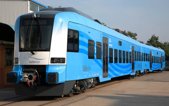 De bekende blauwe trein "Protos".